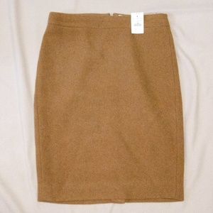 NWT WOMENS J CREW SZ 2 BROWN WOOL SKIRT